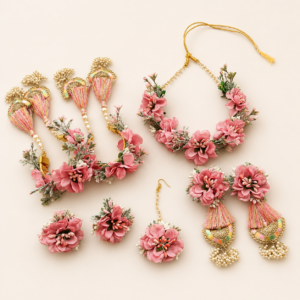 Blush Pink Floral Bridal Jewellery Set