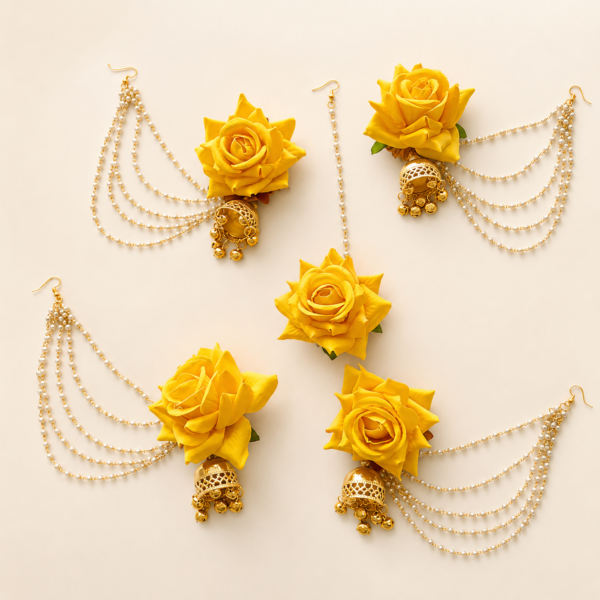 Yellow Rose Floral Earring Set