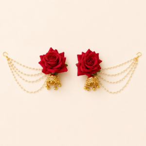 Red Rose Pearl Chain Hathphool Pair