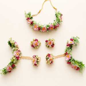 Pink Daisy Floral Bridal Jewellery Set