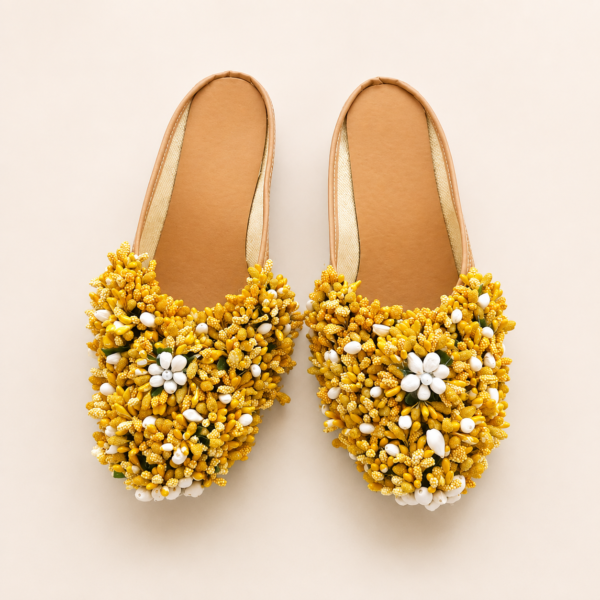 Yellow Floral Festive Slippers