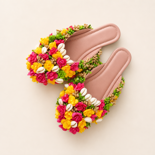 Multicolor Floral Shell Slip-On Slippers