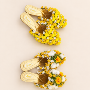 Yellow White Floral Bridal Sliders