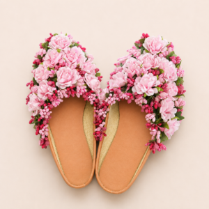 Pink Rose Floral Bridal Juttis