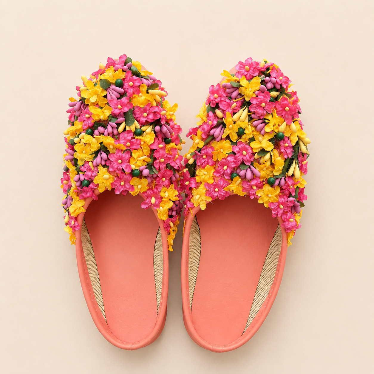 Pink Yellow Multicolor Floral Sliders
