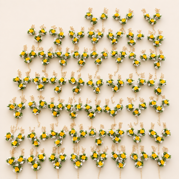 Yellow White Floral Mangalgeet Set