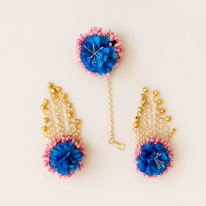 Blue Pink Floral Mangalgeet Set