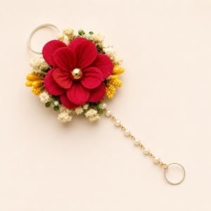 Red Floral Pearl Hand Accessory