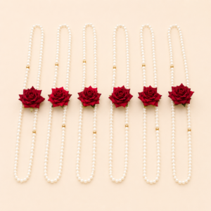 Red Rose Pearl Bracelet Set