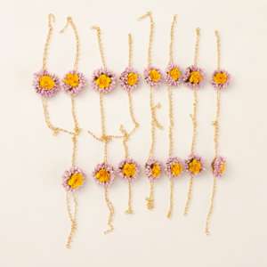 Yellow Rose Pink Floral Mangalgeet Set