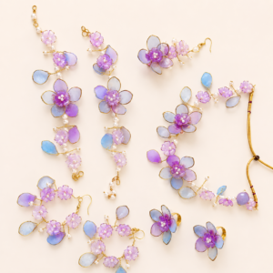 Lavender Blue Floral Jewellery Set
