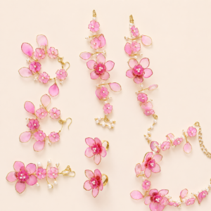 Pink Blossom Floral Jewellery Set