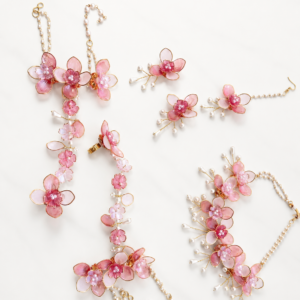 Pink Blossom Floral Mangalgeet Jewellery Set