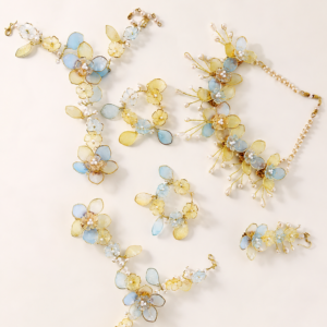 Pastel Yellow Blue Floral Mangalgeet Jewellery Set