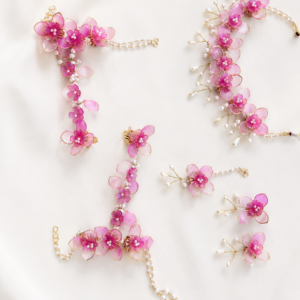 Pink Blossom Floral Mangalgeet Jewellery Set