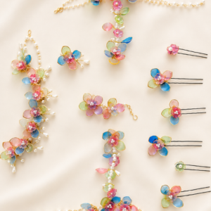 Multicolor Floral Mangalgeet Jewellery Set with Hair Pins