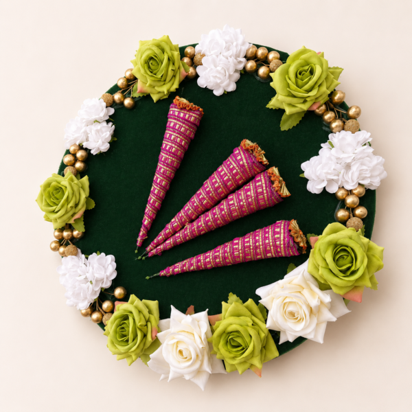 Green Mehendi Cone Decor Platter