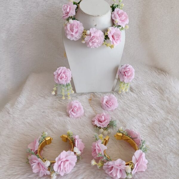 Baby Pink Rose Floral Jewellery Set