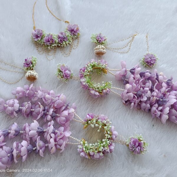 Lavender Floral Pearl Jewellery Set
