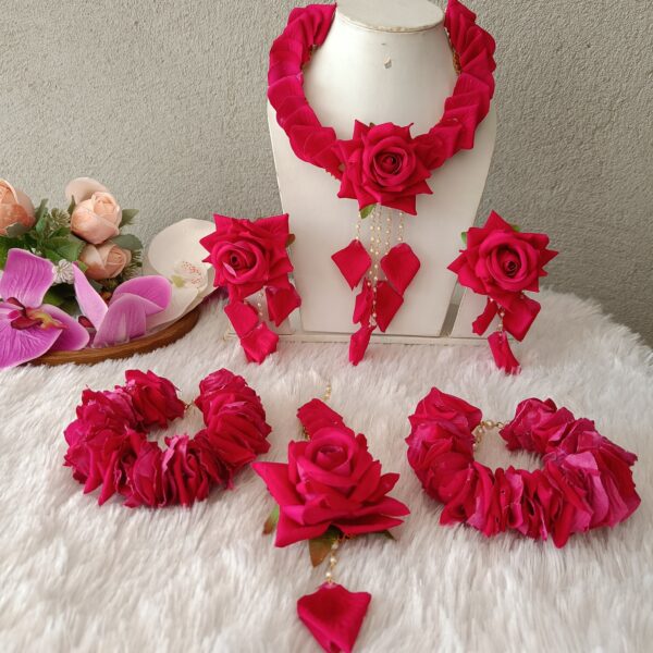 Red Rose Floral Bridal Jewellery Set
