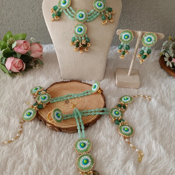 Mint Green Beaded Bridal Jewellery Set