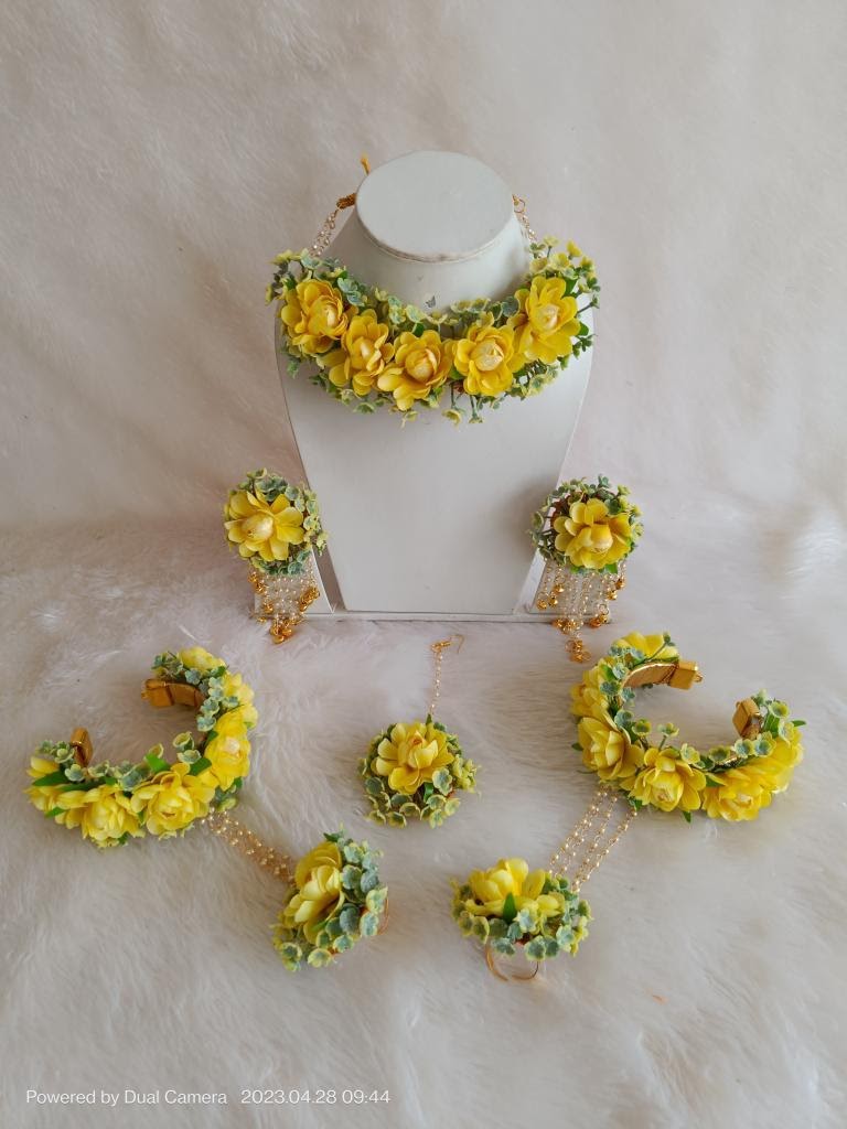 Yellow Blossom Floral Bridal Jewellery Set