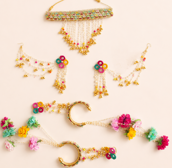 Multicolor Floral Bridal Kalire Set