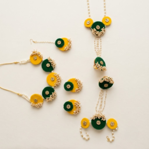 Yellow Green Pearl Bridal Jewellery Set