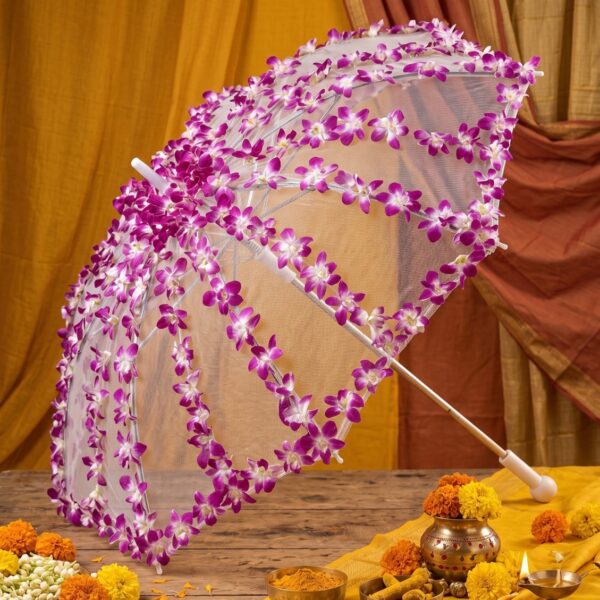 Purple Orchid Floral Bridal Umbrella