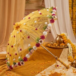 Floral Haldi Ceremony Bridal Umbrella