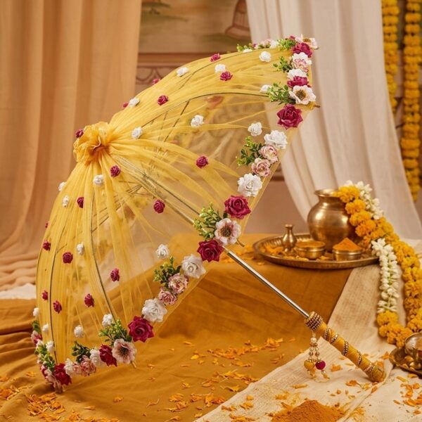 Floral Haldi Ceremony Bridal Umbrella