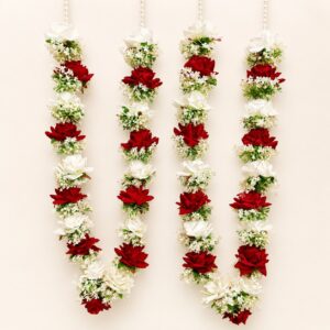 Red White Rose Wedding Varmala Set