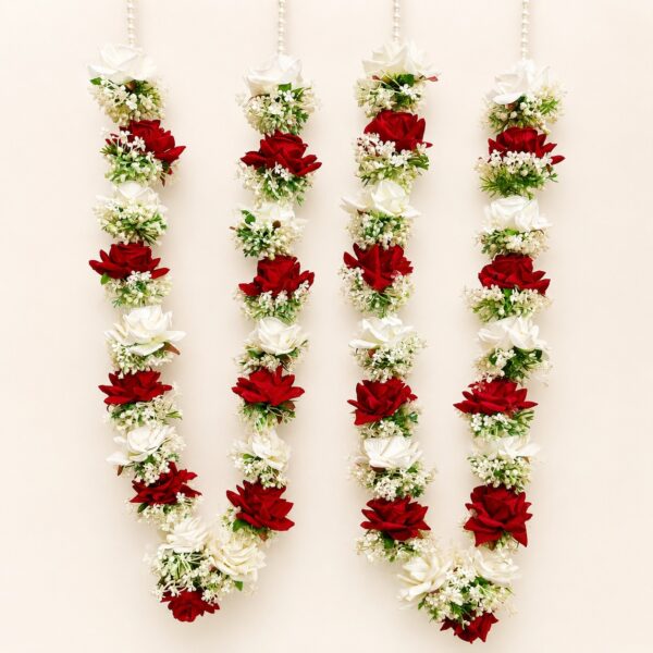 Red White Rose Wedding Varmala Set