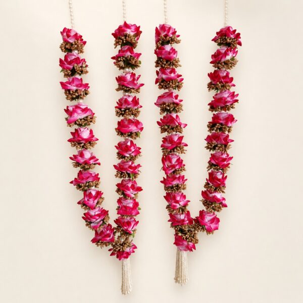 Pink Lotus Floral Wedding Garland - varmala