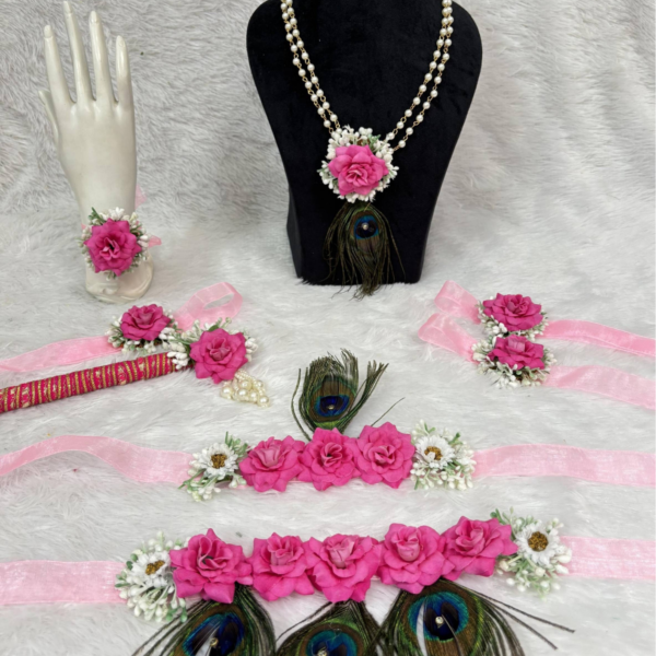 Divine Pink Kanha Janmashtami Shringar Jewelry Set with Mor Pankh