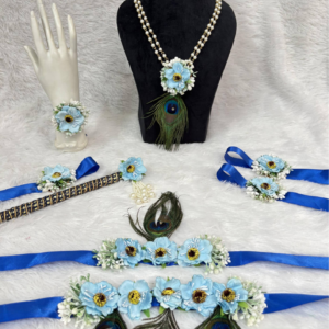 Divine Sky Blue Kanha Janmashtami Shringar Jewelry Set with Mor Pankh