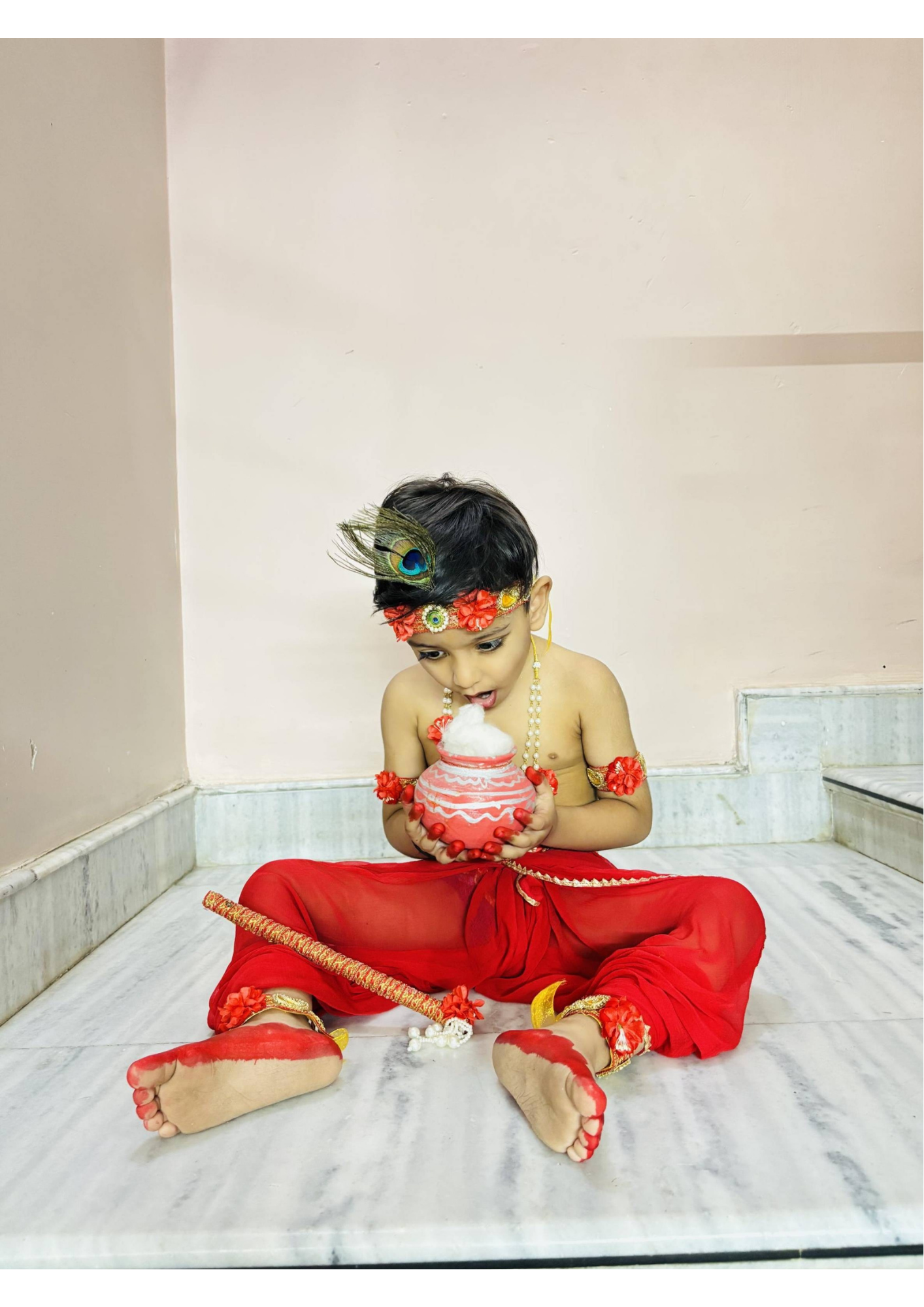 Janmashtami Floral Kanha Shringar Jewelry Set - Image 2