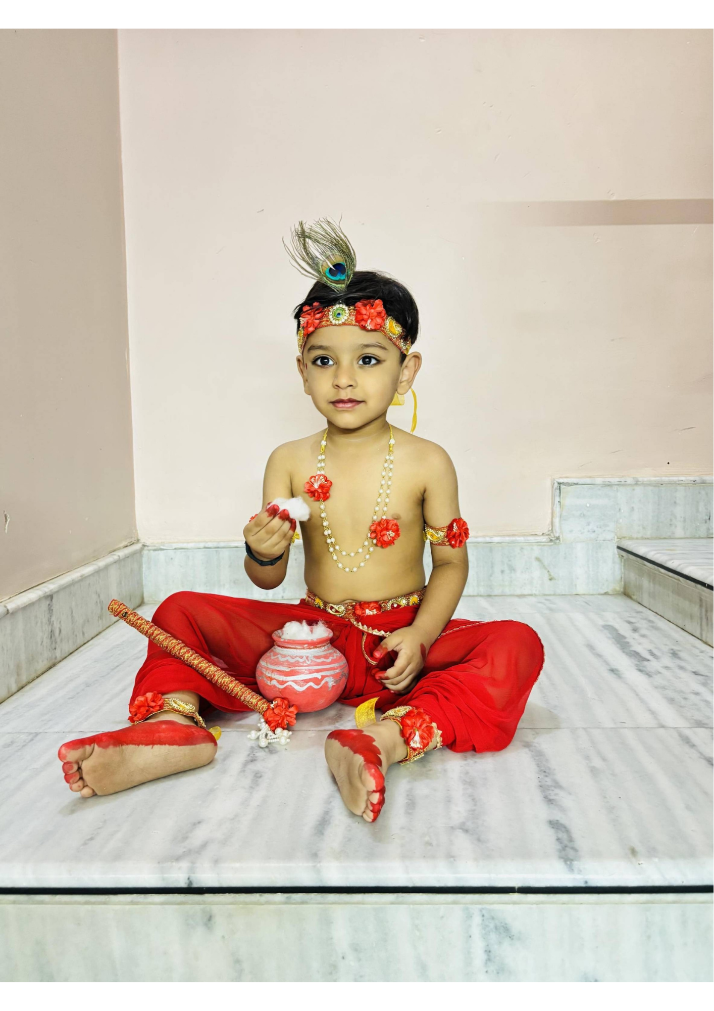 Janmashtami Floral Kanha Shringar Jewelry Set - Image 3