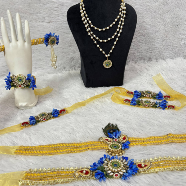 Royal Blue Kanha Janmashtami Pearl Shringar Jewelry Set