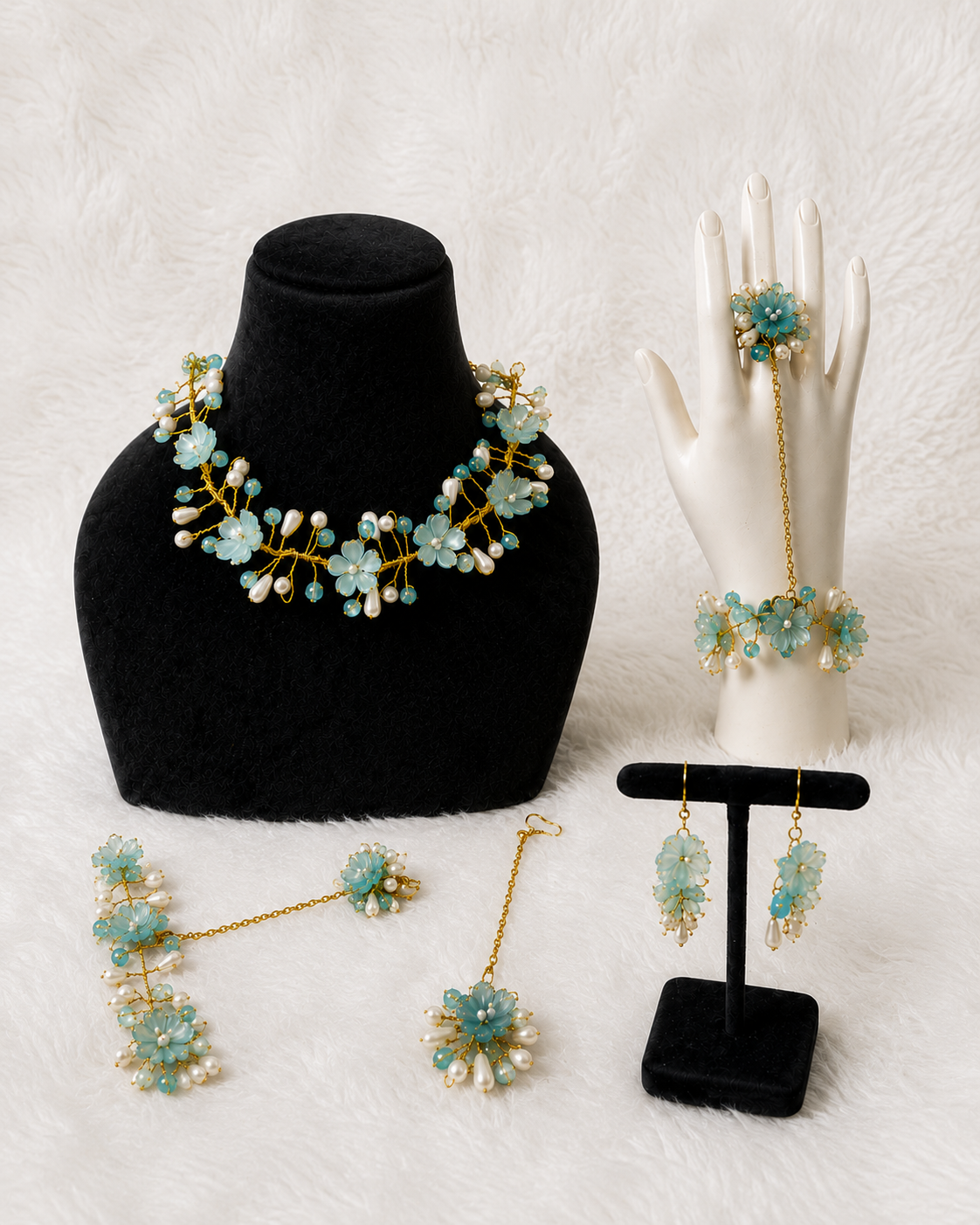 Aqua Bloom Floral Jewelry Collection