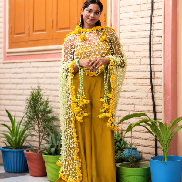 Mustard Floral mogra Dupatta