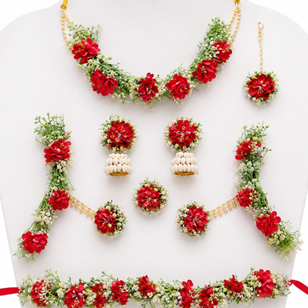Red & Green Floral gypso Jewelry Set