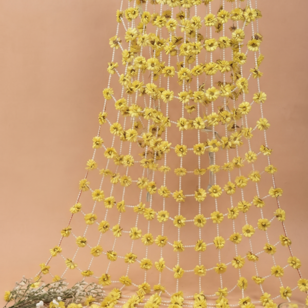 Yellow Floral Jali Dupatta