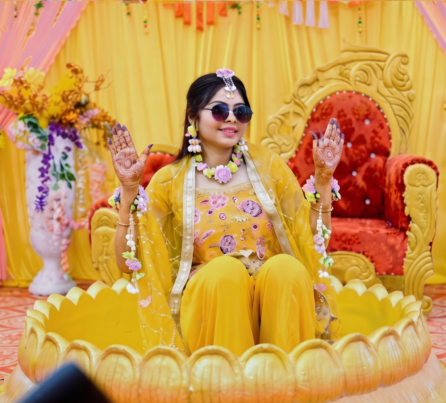 Sunshine Blossom Haldi Floral Jewelry Set