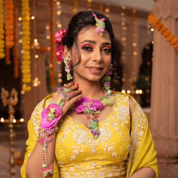Orchid Glow Premium Floral Haldi Jewellery Set