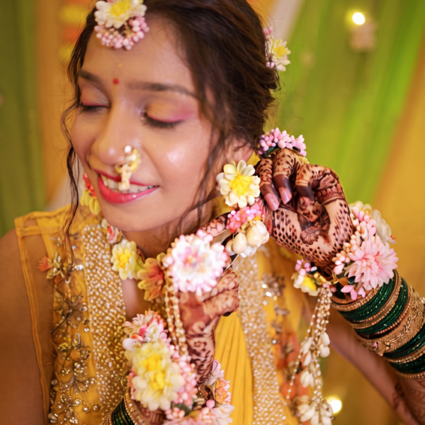 Pastel Bloom Floral Haldi Jewellery Set
