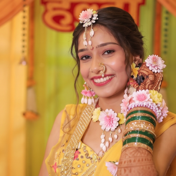 Sunshine Blossom Floral Haldi Jewellery Set