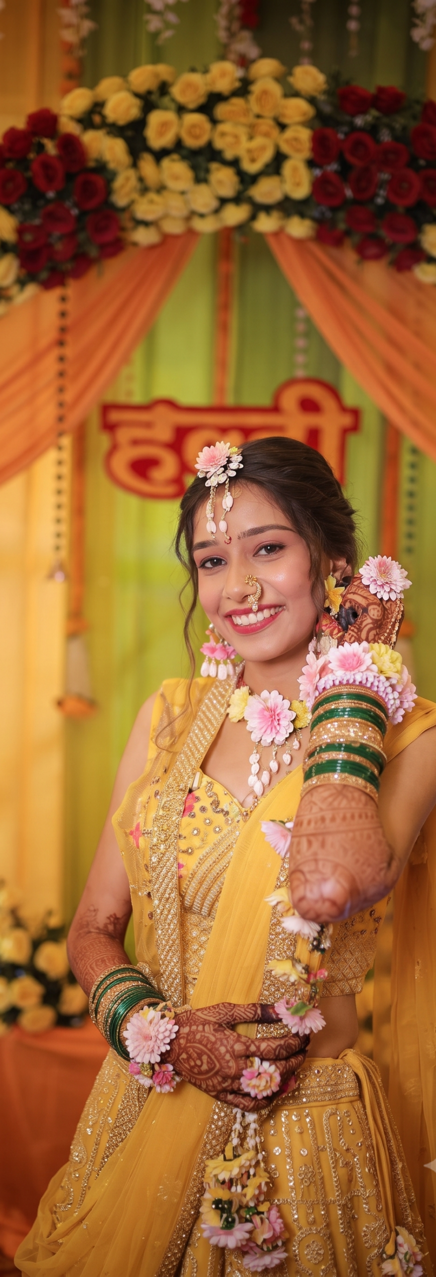 Sunshine Blossom Floral Haldi Jewellery Set