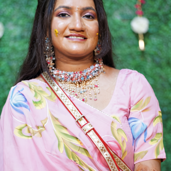 Ethnic Pastel Beaded Floral Choker with Maang Tikka Set