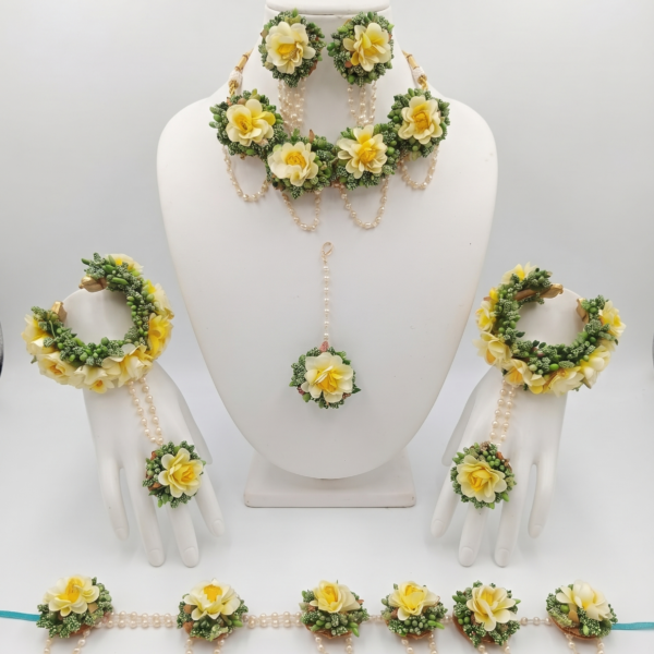 Ivory Yellow Floral Bridal Jewellery Set